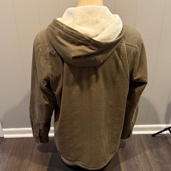 L.L. Bean Men's Medium Murky Olive Green Dark Hooded Shirt Wool Jacket - Picture 4 of 5